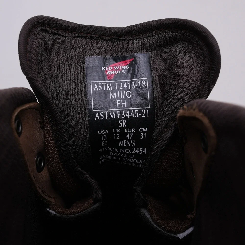 Red Wing 2454‎ Men Waterproof Aluminum Toe Work Boots Brown Leather 13 E2 Wide